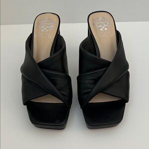 Vince Camuto Black Leather Mules
